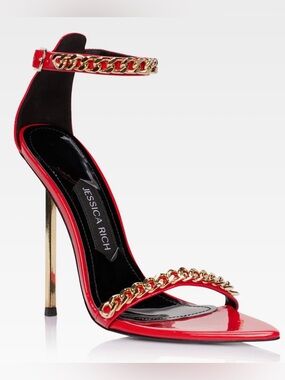 Jessica Rich Monaco Heel in Red with Good Chain Size 8